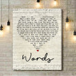 Bee Gees Words Script Heart Song Lyric Art Print - Canvas Print Wall Art Home Decor