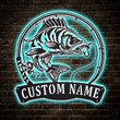 Personalized Perch Fishing Fish Pole Metal Sign With LED Lights Custom Perch Fishing Metal Sign Hobbie Gifts Perch Fish Sign