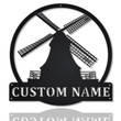 Personalized Windmill Monogram Metal Sign Art Custom Windmill Metal Wall Art Windmill Gift Housewarming Outdoor Metal Sign