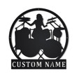 Personalized Drummer Female Metal Sign With LED Lights Custom Drummer Female Sign Birthday Gift Drummer Sign