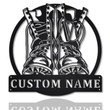 Personalized Military Boots Fallen Soldier Metal Sign Art Custom Fallen Soldier Monogram Metal Sign Military Boots Home Decor