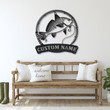 Personalized Atlantic Croaker Fish Pole Monogram Metal Sign Art Atlantic Croaker Metal Sign Fishing Lover Sign Decoration For Living Room