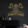 Personalized Firefighter Skull Metal Sign With LED Lights Custom Firefighter Metal Sign Firefighter Custom Home Decor