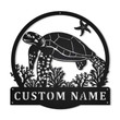 Personalized Sea Turtle Monogram Metal Sign With LED Lights Custom Sea Turtle Metal Sign Birthday Gift Sea Turtle Gift