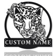 Personalized Leopard With Flower Metal Sign Art Custom Leopard With Flower Metal Sign Leopard Gift Birthday Gift Decor Decoration