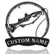 Personalized Mullet Fishing Fish Pole Monogram Metal Sign Art Mullet Fishing Metal Sign Fishing Lover Sign Decoration For Living Room