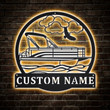 Personalized Pontoon Boat Monogram Metal Sign With LED Lights Custom Pontoon Boat Metal Sign Hobbie Gifts Birthday Gift