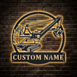 Personalized Dragline Excavator Monogram Metal Sign With LED Lights Custom Dragline Excavator Metal Sign Job Gifts Excavator Gift