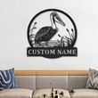 Personalized Pelican Bird Monogram Metal Sign Art Custom Pelican Bird Metal Sign Father's Day Gift Pelican Bird Gift