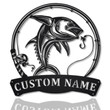 Personalized Dolphin Fishing Fish Pole Monogram Metal Sign With LED Lights Custom Dolphin Fishing Metal Sign Fishing Gifts