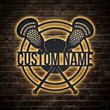 Personalized Lacrosse Sticks Metal Sign With LED Lights v2 Custom Lacrosse Sticks Sport Metal Sign Lacrosse Sticks Custom Home Decor