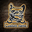 Personalized French Bulldog Dog Metal Sign With LED Lights V3 Custom French Bulldog Dog Sign Birthday Gift French Bulldog Sign