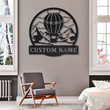 Personalized Air Balloon Monogram Metal Sign Art Custom Air Balloon Metal Sign Air Balloon Lover Sign Decoration For Living Room