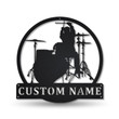 Personalized Drummer Male Metal Sign With LED Lights v2, Custom Drummer Metal Sign, Music Gifts, Birthday Gift, Musical Instrument