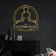 Personalized Yoga Meditation Metal Sign With LED Lights v1 Custom Yoga Metal Sign Hobbie Gifts Yoga Meditation Custom Home Decor