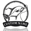 Personalized Florida Pompano Fish Pole Metal Sign With LED Lights Custom Florida Pompano Metal Sign Birthday Gift Fishing Sign