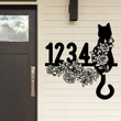 Custom Floral Cat Metal sign, Metal Address sign, Farmhouse Decor, Outdoor Address sign, Outside decor, Personalized Metal Cat & Flower Sign