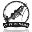 Personalized Striped Bass Fish Pole Monogram Metal Sign Art Striped Bass Fish Metal Sign Fishing Lover Sign Decoration For Living Room
