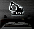 Personalized LED Bulldozer Metal Sign Light up Kid's Room Wall Construction Art Excavator Wall Art Children's Gift LED Art Sign