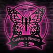 Custom Butterfly Metal Wall Art Personalized Butterfly Led Metal Sign Garden Sign Outdoor Hanging