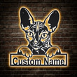Personalized Sphynx Cat Metal Sign With LED Lights v2 Custom Sphynx Cat Metal Sign Birthday Gift Cat Sign