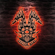 Custom Skull Flame Motorcycle Metal Wall Art Personalized Motorcycle Led Sign Decoration Dad Gifts Motor Enthusiast