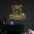 Personalized Pug Dog Metal Sign With LED Lights Custom Pug Dog Sign Birthday Gift Pug Dog Sign Dog Sign