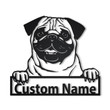 Personalized Pug Dog Metal Sign With LED Lights Custom Pug Dog Sign Birthday Gift Pug Dog Sign Dog Sign