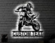 Personalized Dirtbike LED Metal Art Sign Light up Motorbike Name Metal Sign Multi Color Motorcycle Art Metal Dirt Bike Wall Art