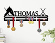 Personalized Hockey Medal Holder Custom Metal Medal Holder Hockey Home Decor Kids Medal Holder 12 Rungs for medals Ribbons Show Team Spirit