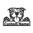 Personalized American PitBull Dog Metal Sign With LED Lights Custom PitBull Dog Metal Sign Birthday Gift American PitBull Sign