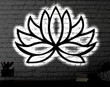 Lotus LED Metal Art Sign Light up Lotus Flower Metal Sign Multi Colors Yoga Sign Metal Lotus Flower Home Decor LED Wall Art Gift