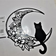 Black Cat On The Moon Metal Wall Art Mandala Cat Signs Black Cat Metal Signs House Decor Gift For Cat Lover Wall Hanger