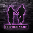 Custom Couple Riding Metal Wall Art Personalized Couple Name Sign With Led Lights Anniversary Gifts Gifts For Him And Her