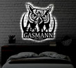 Personalized LED Owl Metal Sign Light up Owl Wall Art Owl Nature Wall Art Owl LED Art Sign