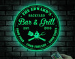 Personalized Bar & Grill Metal Sign With LED Light Custom Smoker And Grill Wall Art Outdoor Sign For Backyard Patio Decor New Home Gift