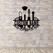 Custom Beauty Cosmetics Metal Sign With LED Light Makeup Tools Metal Wall Art Personalized Makeup Artist Name Sign Makeup Salon Decor Sign