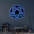 Personalized Soccer LED Metal Art Sign Light up Soccer Ball Name Metal Sign Multi Color Soccer Art Metal Soccer Wall Art