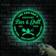 Personalized Bar & Grill Metal Sign With LED Light Custom Smoker And Grill Wall Art Outdoor Sign For Backyard Patio Decor New Home Gift