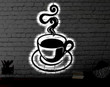 Coffee Cup Metal Art Sign Light up Coffee Metal Sign Multi Colors Coffee Cup Sign Metal Coffee Home Decor Led Wall Art Gift