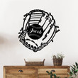 Customized Baseball Glove Metal Sign With Lights Gift For Coach Nursery Decor Kid's Glove & Ball Gift For Baseball Lover Unique Sign