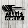 Custom US Soldier Metal Sign With Lights Soldier Military Metal Wall Art Veteran USA Flag Sign Personalized Army Name Sign 4th Of July Decor