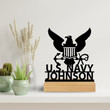 US Navy Metal Sign US Navy Logo Shelf Decor Custom Sign With Wood Based Office Decor Military Symbol Custom Army Sign