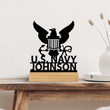 US Navy Metal Sign US Navy Logo Shelf Decor Custom Sign With Wood Based Office Decor Military Symbol Custom Army Sign