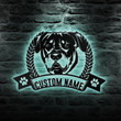 Custom Dog Metal Wall Art Personalized Rottweiler Led Sign Dog Lover Gift Dog House