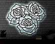 Three Roses LED Metal Art Sign Light up Rose Metal Sign Multi Color Roses Metal Roses Wall Art LED Wall Art