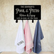Personalized Towel Rack Hanger with Hooks Pool And Patio Signs Towel Holder Patio Decor Pool Oasis Bar and Grill Relax And Chill