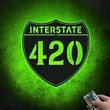 Interstate 420 Shield Highway Metal Sign With Light Weed Lovers Gift Man Cave Decoration She Shed Game Room Sign Bar Sign Stoner Gift