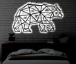 Geometric Bear LED Metal Art Sign Light up Geometric Bear Metal Sign Multi Colors Bear Sign Metal Geometric Home Decor
