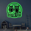 Personalized LED Owl Metal Sign Light up Owl Wall Art Owl Nature Wall Art Owl LED Art Sign